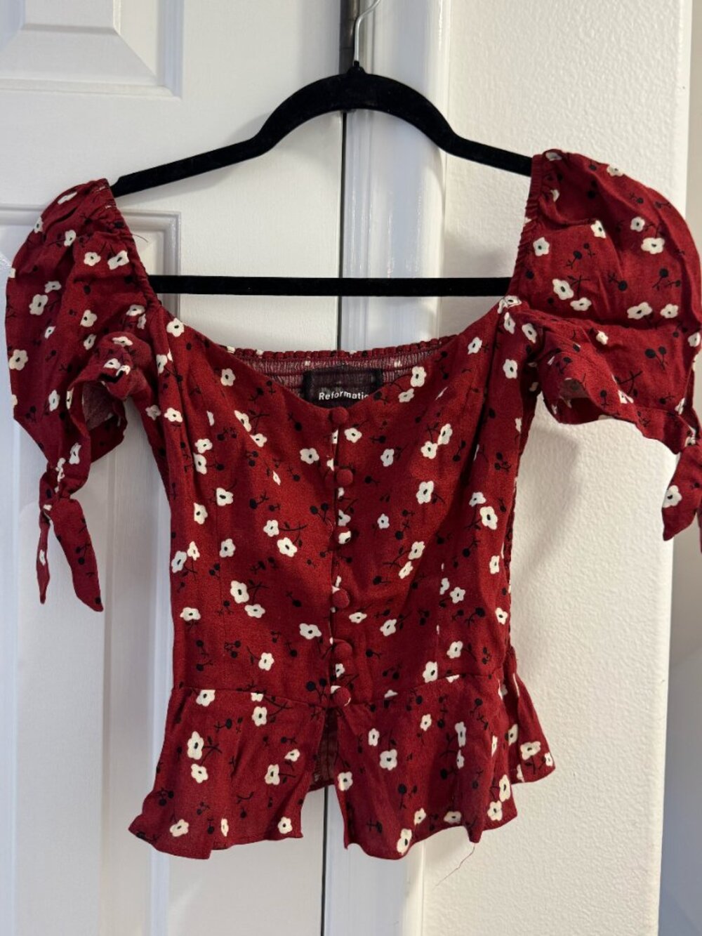 Reformation Red with Florals top